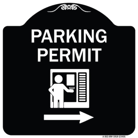 Parking Permit With Right Arrow Symbol Heavy-Gauge Aluminum Architectural Sign